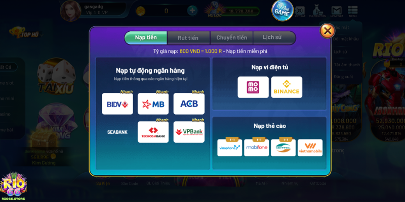 Nạp tiền Rio66