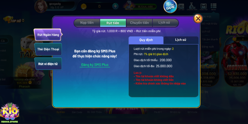 Rút tiền Rio66